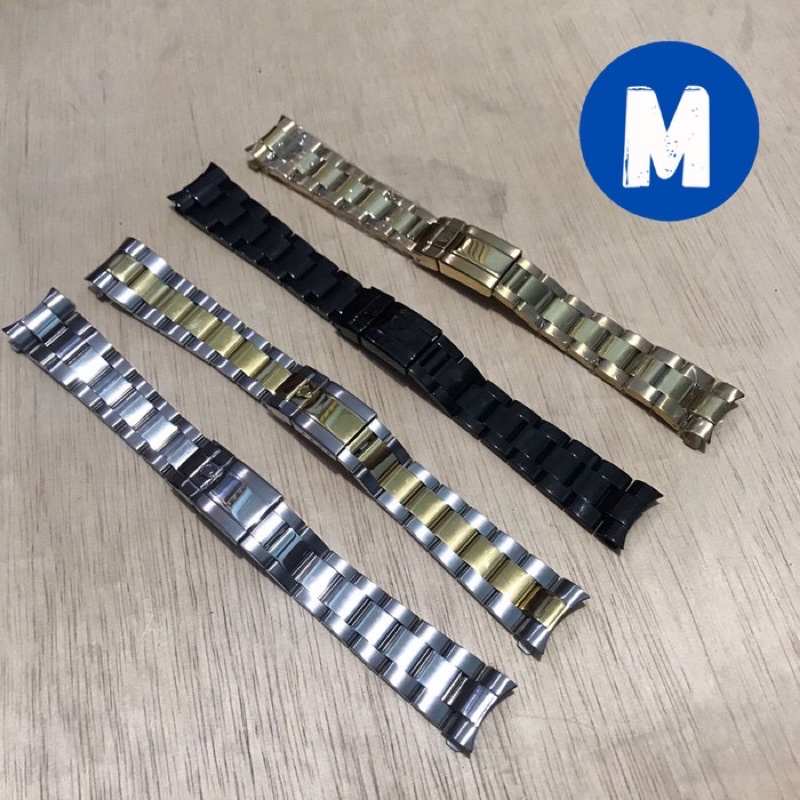 STRAP TALI JAM TANGAN ROLEX DAYTONA STAINLESS SOLID HITAM SILVER GOLD KOMBINASI