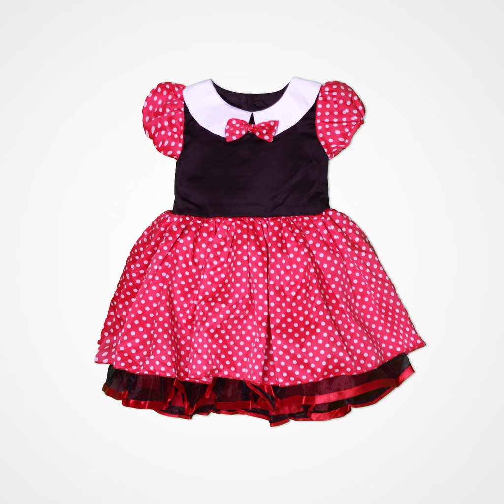 Valerie Dress Anak Perempuan Karakter Minnie Mouse Satin Lace Pita Premium 1027