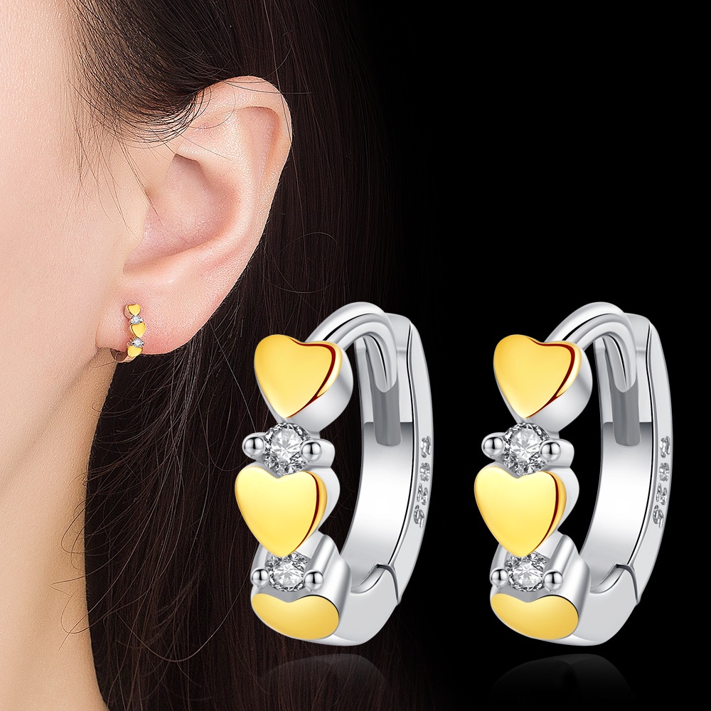 925 Perak Anting Anting Wanita Cinta Emas Perhiasan Fashion/Subang Telinga anting perempuan