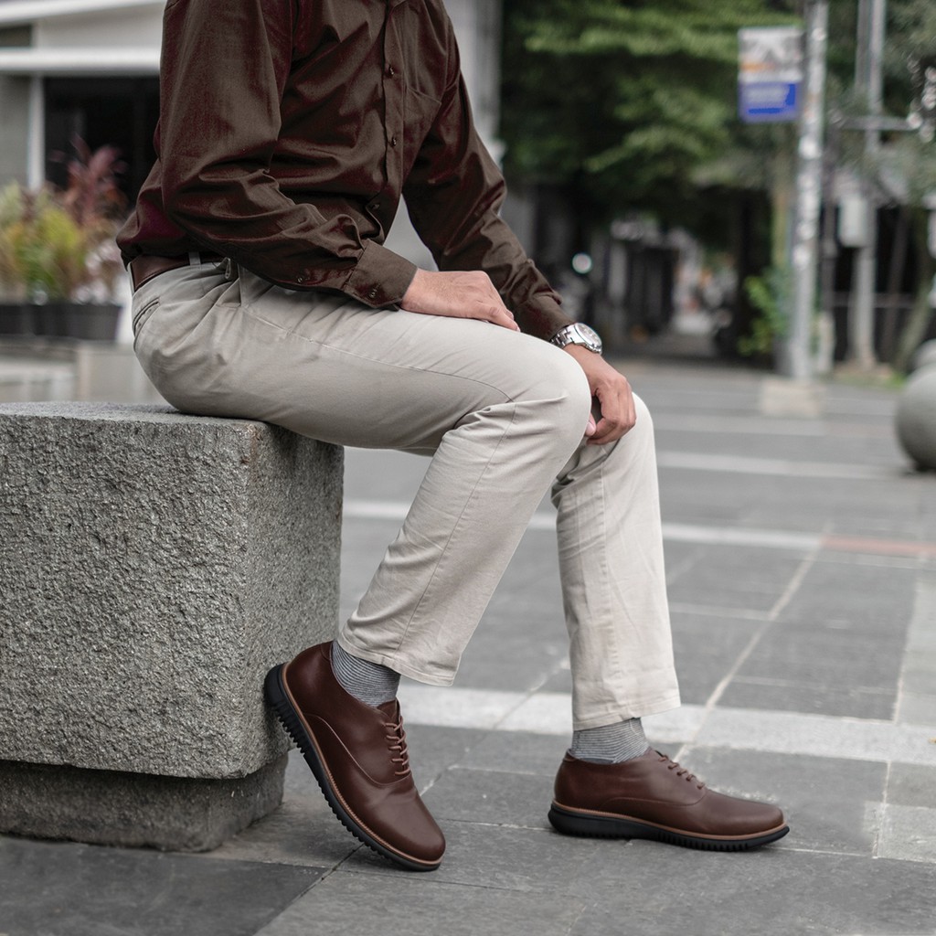 LONDON 2.0 BROWN - Sepatu Pantofel Pria Kulit Asli Formal Kasual Kerja Kuliah Oxford - Pantopel Pria