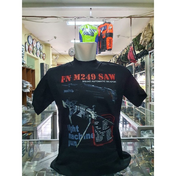 Kaos katun FN M249 SAW|Kaos katun senjata| kaos katun senjata| Kaos pria bahan katun sablon
