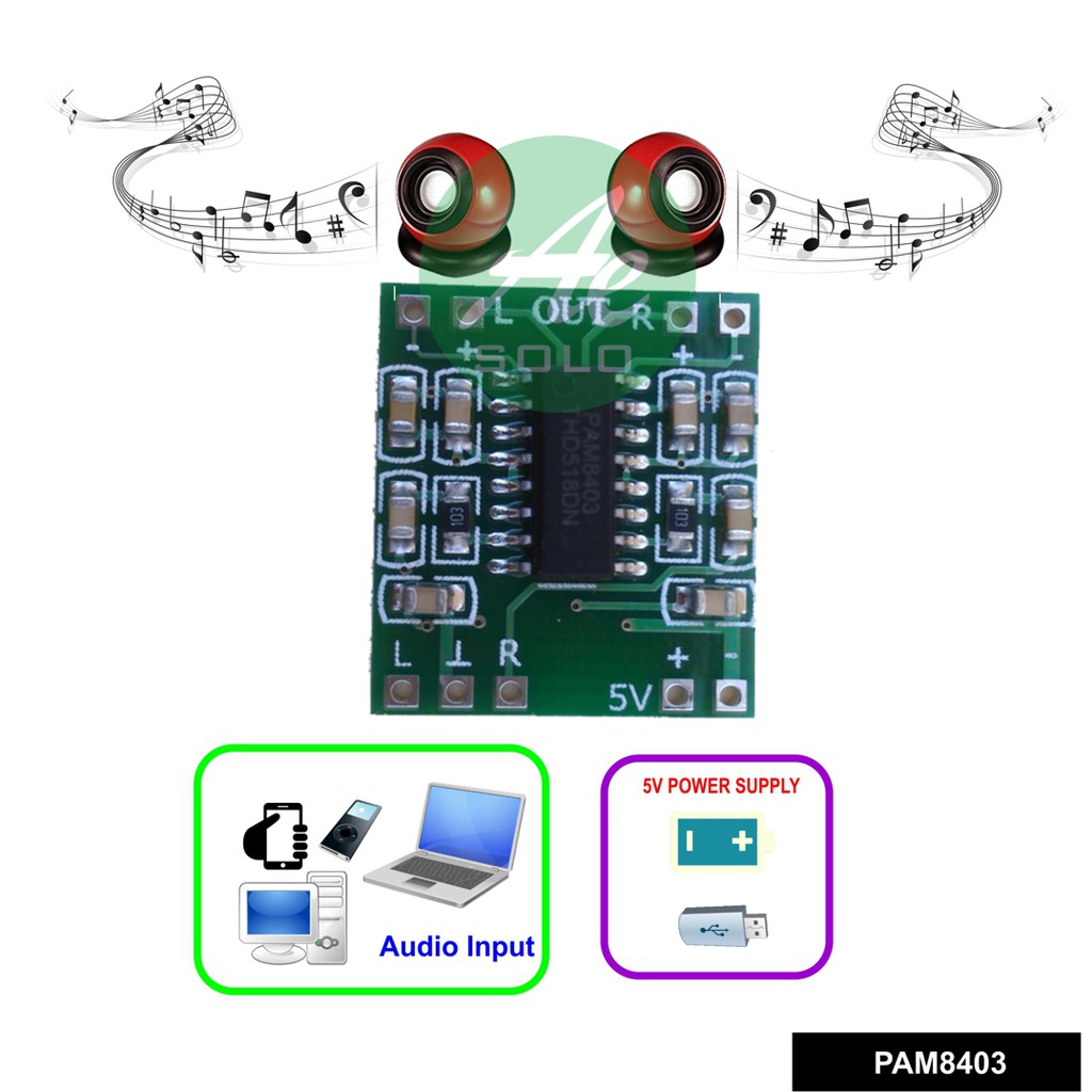 Super Mini Stereo Audio Amplifier 2x3w 5v Pam8403 Shopee Indonesia