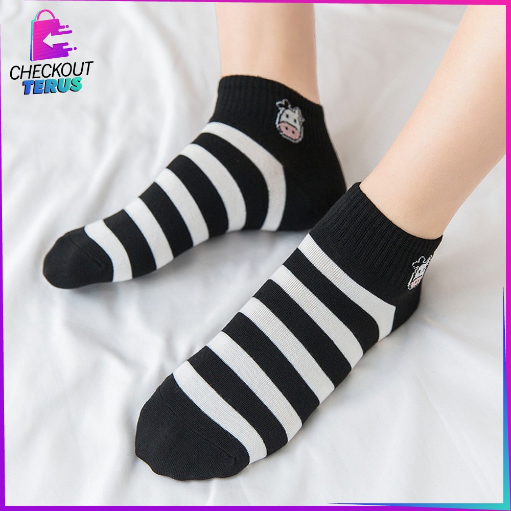 CT P184 Kaos Kaki Pendek Semata Kaki Kaus Kaki Wanita Pria Dewasa Fashion Kaos Kaki Motif Sapi Lucu Kaos Kaki Murah