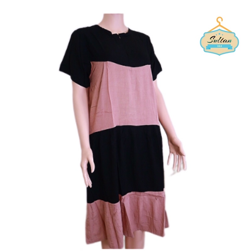 Daster Rempel Susun Klok Payung Rayon Cap Polos Pelangi Rainbow Busui Friendly