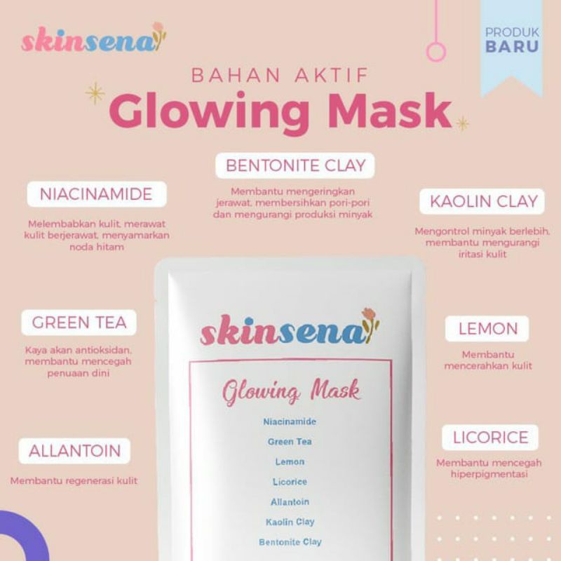 (Fullsize) SKINSENA Glowing Face Wash Toner Serum Cream Satuan dan Paketan