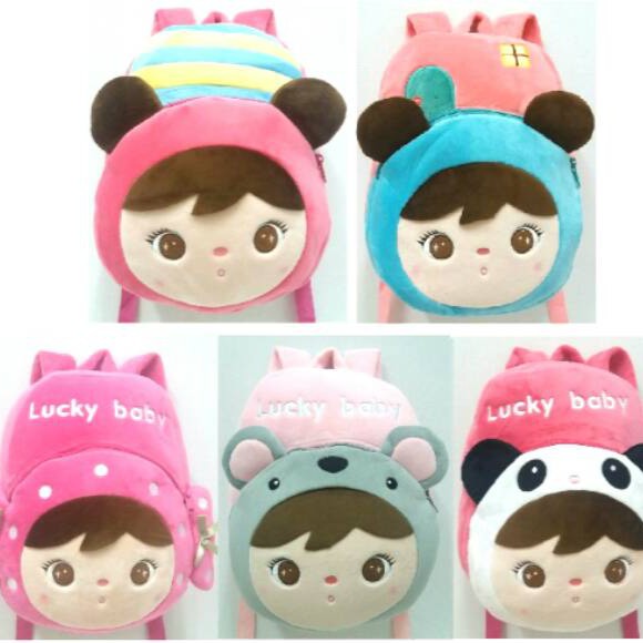 Tas ransel anak paud import boneka metoo lucky baby pretty angela korea souvernir koala panda