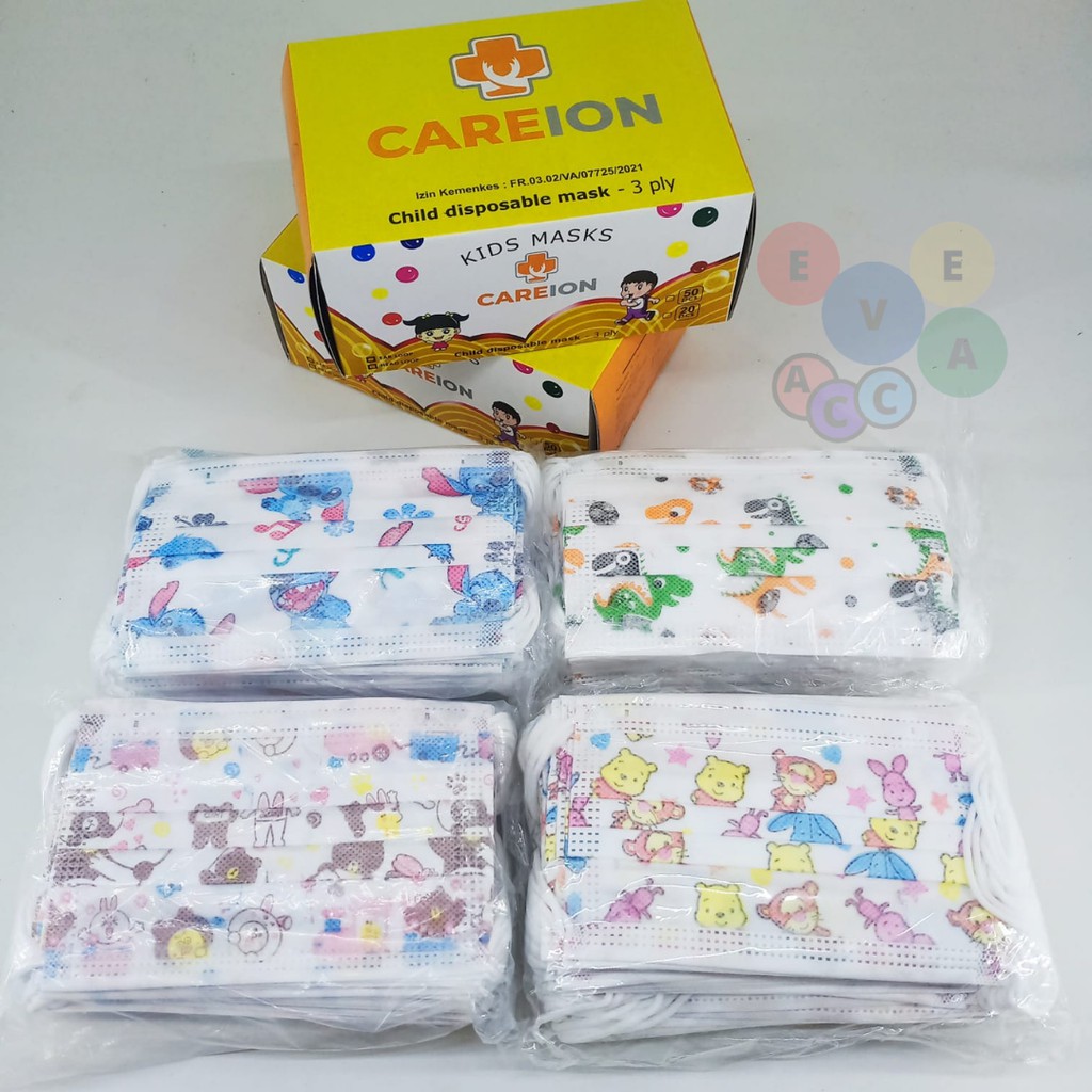 Masker anak 3 ply 3ply Kids Child mask motif Earloop 1box isi 50 Pcs motif