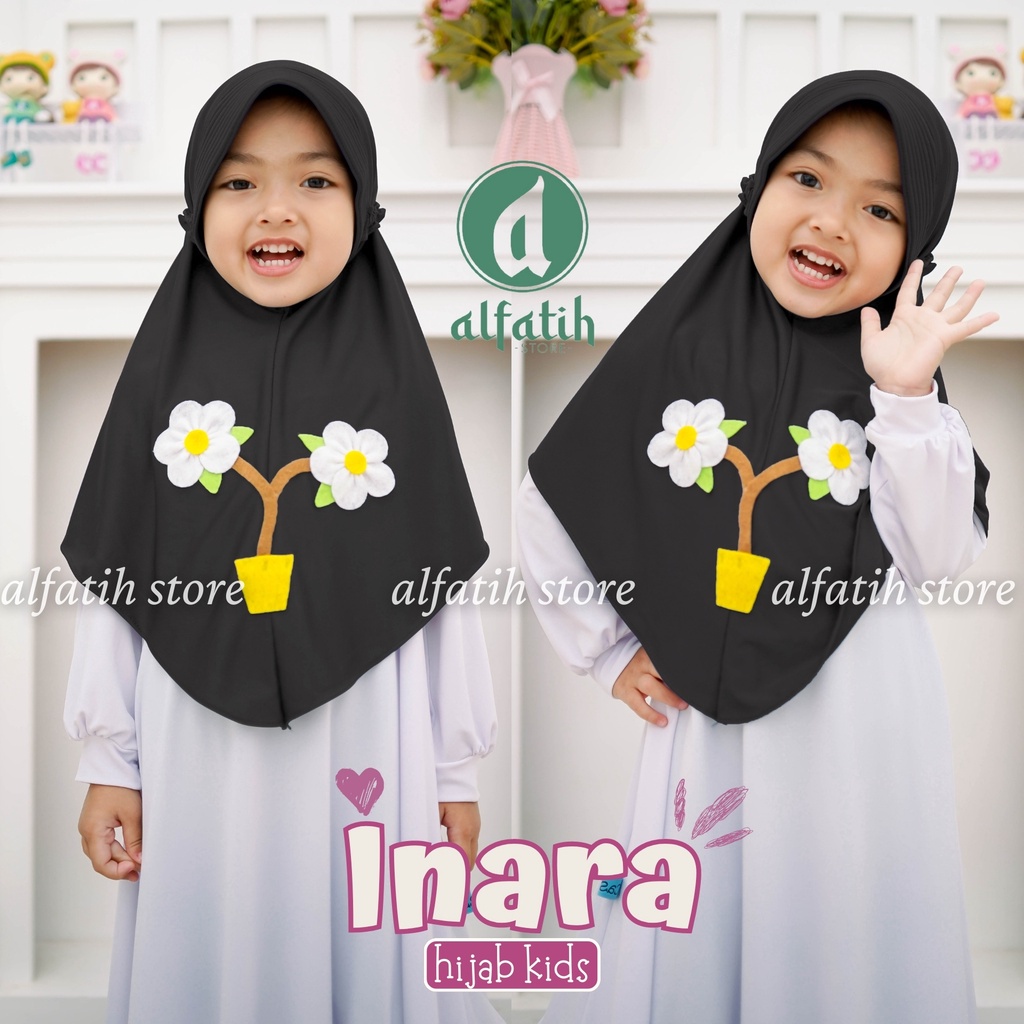 ALFATIH STORE / Jilbab Anak TK INARA Ped Simpel variasi bunga vase / Jilbab Anak Murah IANAH