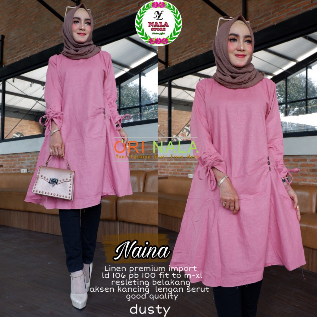 NAINA TUNIK FAB LINEN PREMIUM IMPORT