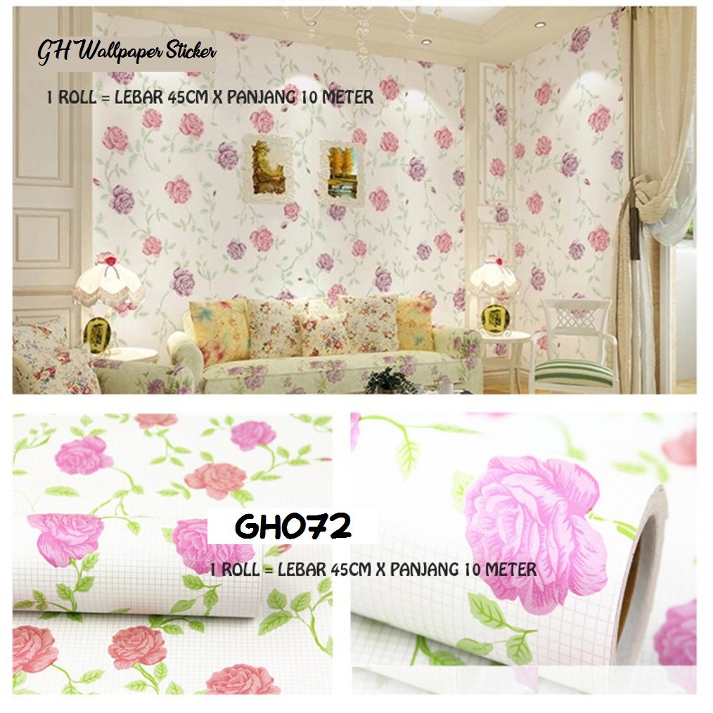 Wallpaper dinding stiker hiasan dinding motif bunga dekorasi dinding wallpaper tembok ukuran 45cmx9meter