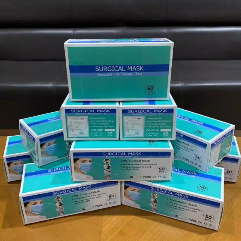 Masker 3 PLY 50 pcs 3PLY 1 box /masker cantol earloop / medis non medis sensi