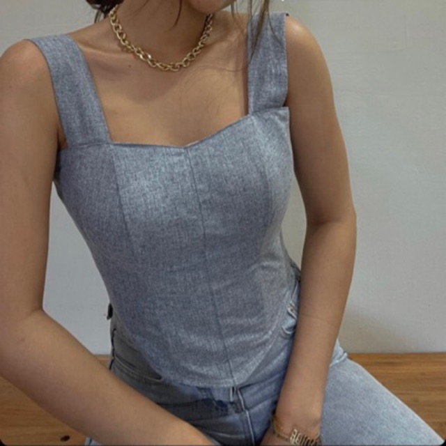 Gigi Korset Backless Tank Top sudah dengan Cup Bra