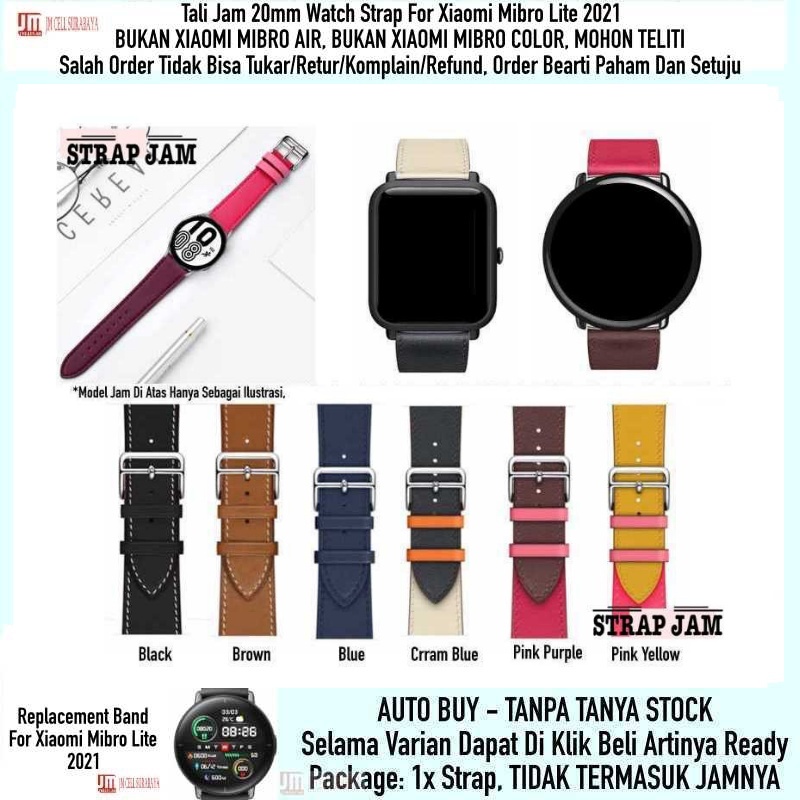 Tali Jam Kulit Fashion 20mm Untuk Mibro Lite - Leather Strap Wanita