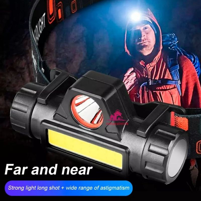 Senter Kepala LED Cas XPE Super Terang Murah Headlamp COB Senter Wajib Punya