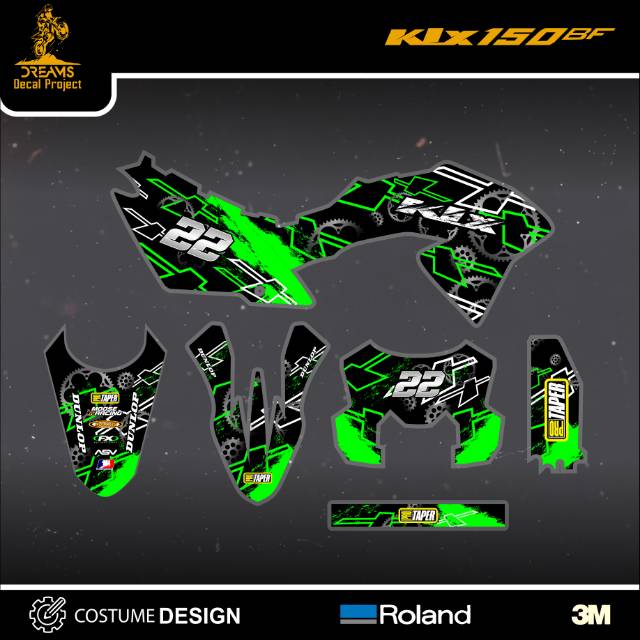 Decal Sticker KLX 150BF Hijau Abstrak
