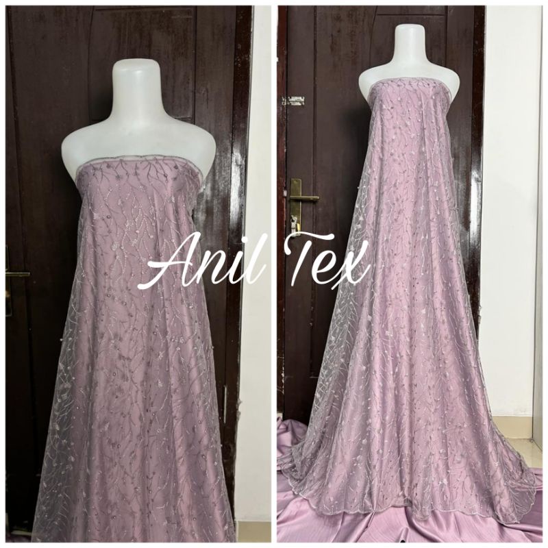 Termurah!!! bahan tille akar mutiara/bahan brokat akar mutiara/bahan kebaya (Motif Random)