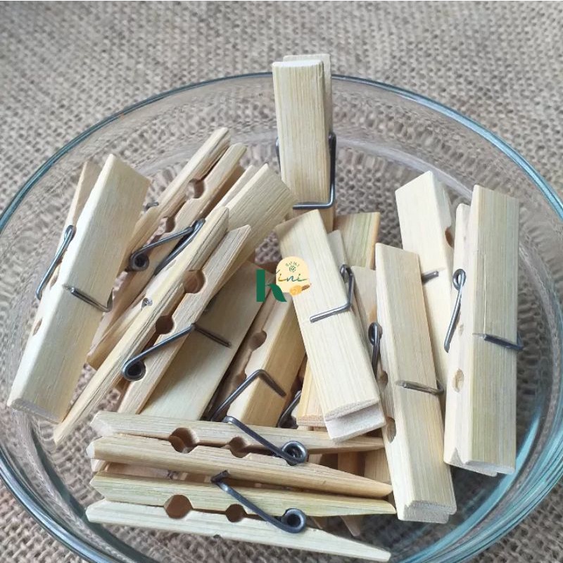 Jepit Jemuran Bambu Natural Bamboo Clothes Clip Baju Photo 6 cm