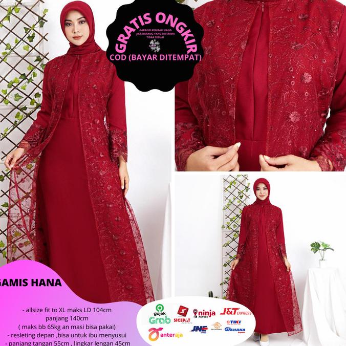 Gamis HANA Busui Tile Bordir Mutiara Maxi Dress Lebaran Brukat Tulle