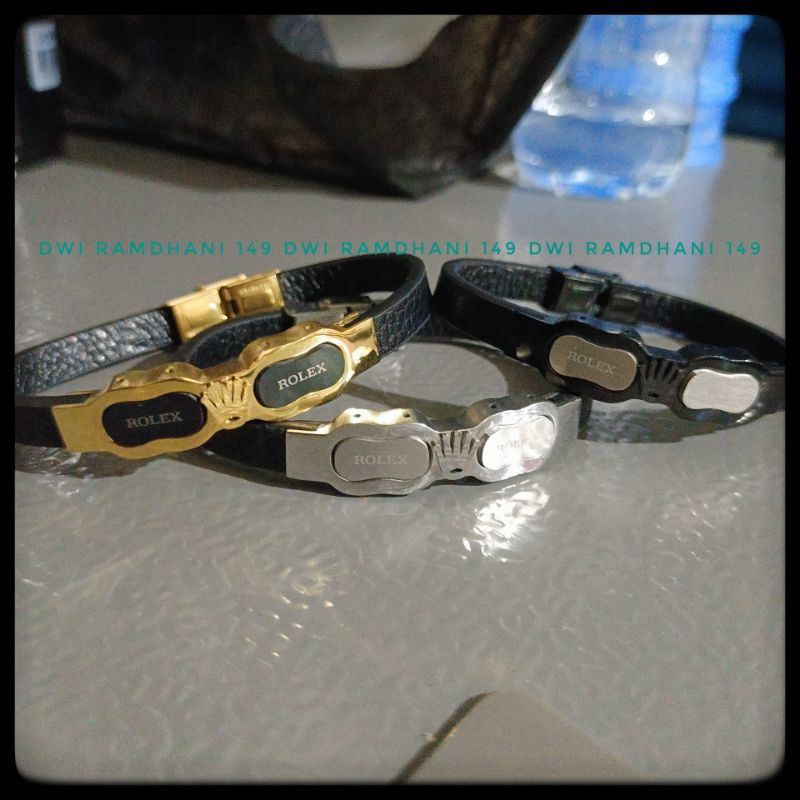 Gelang ROLEX Pria Super Keren Titanium Variasi Kulit