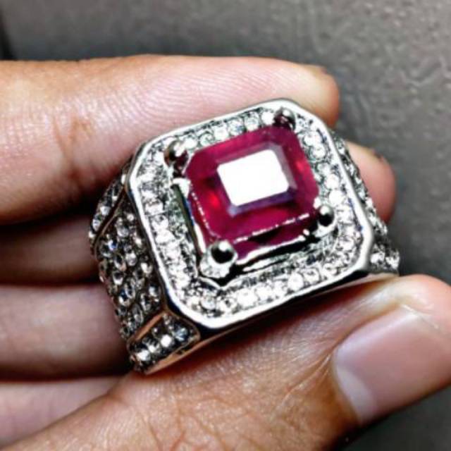 Cincin batu ruby asli natural
