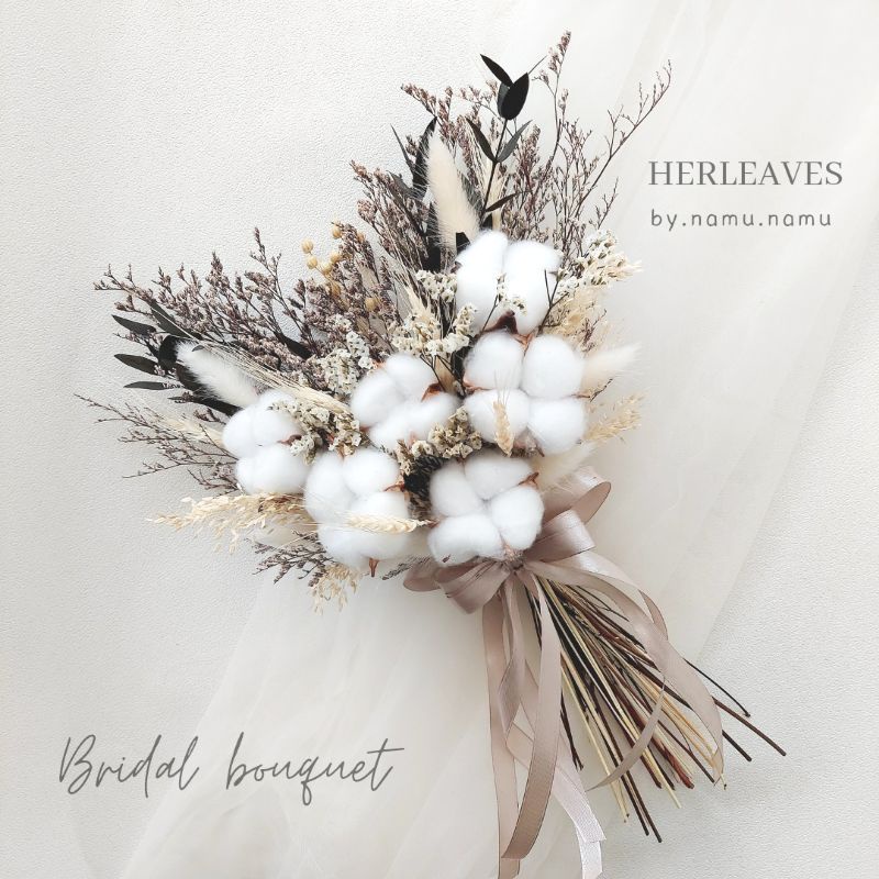 [by.namu.namu] PREMIUM Dried Flower Bridal Bouquet - Prewedding Bouquet-  Wedding Bouquet - Cotton F