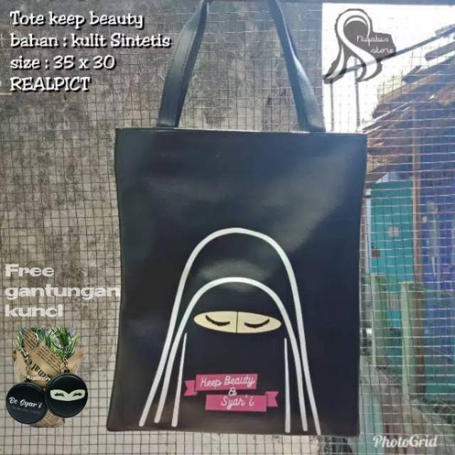 gratis gantungan kunci - Tote bag muslimah keep beauty