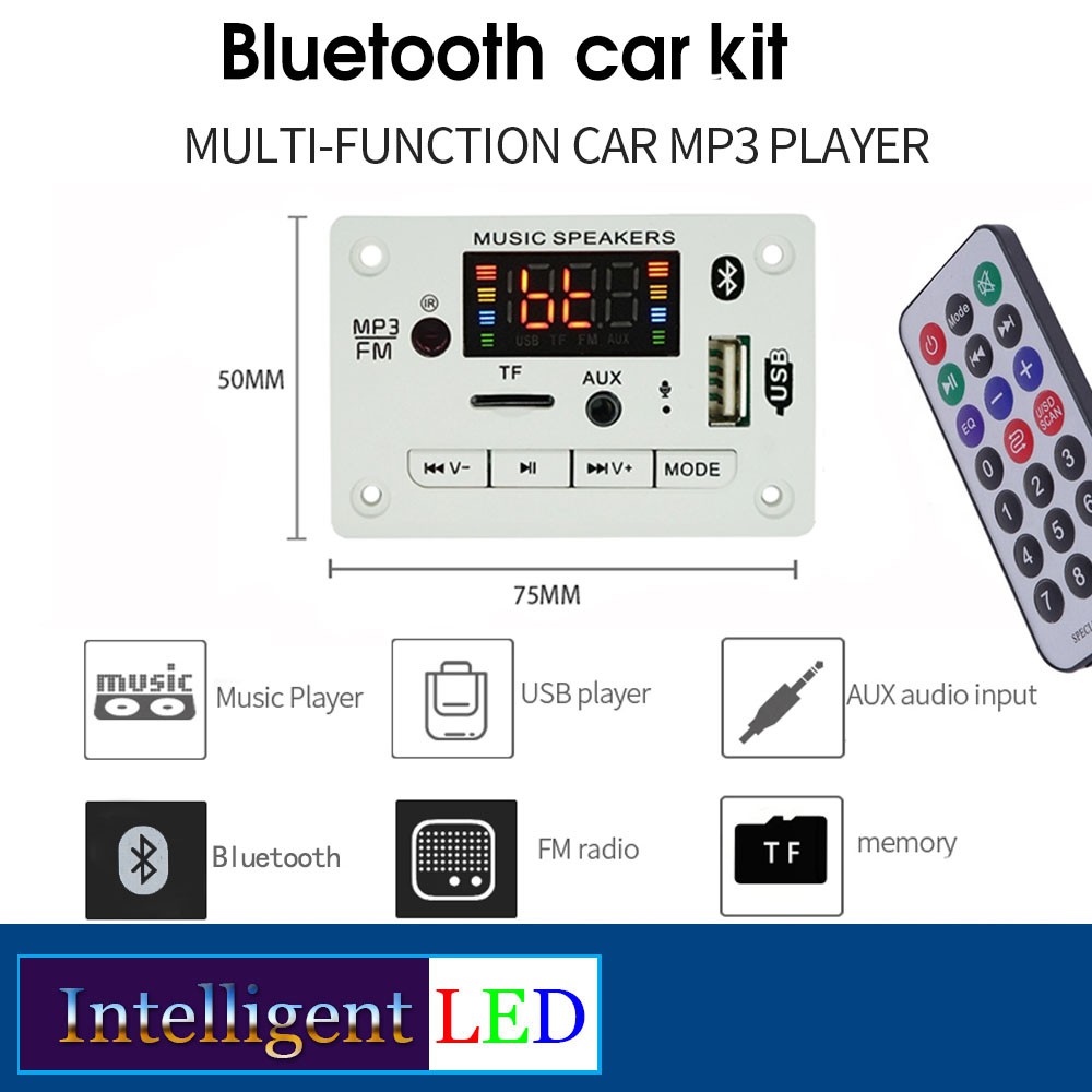 Portable MP3 Player with Bluetooth USB TFT FM Radio D106BT White