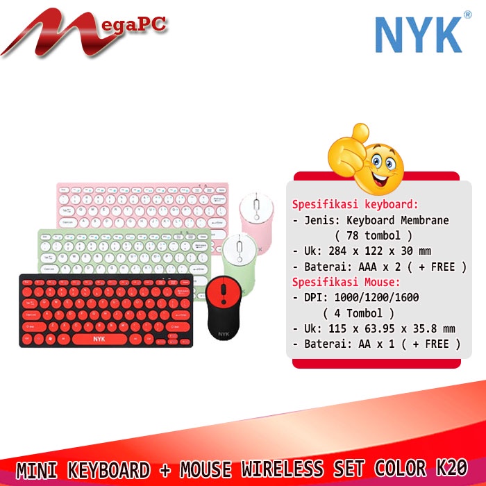 Keyboard + Mouse Wireless Optical NYK K20