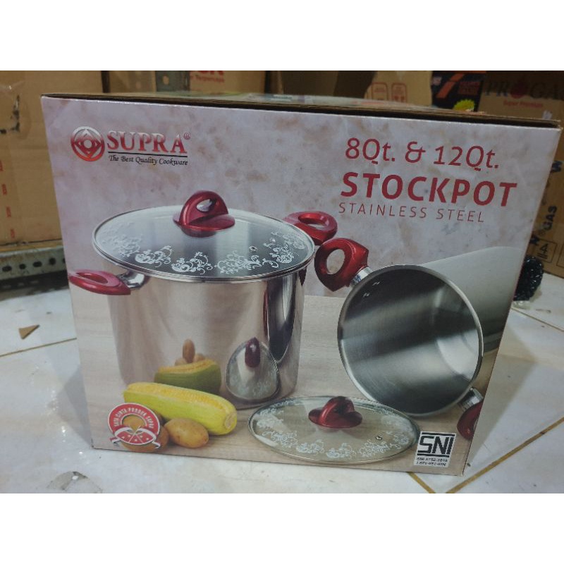 Supra Stainless Panci Stockpot 8/12 Qt. Panci Dandang