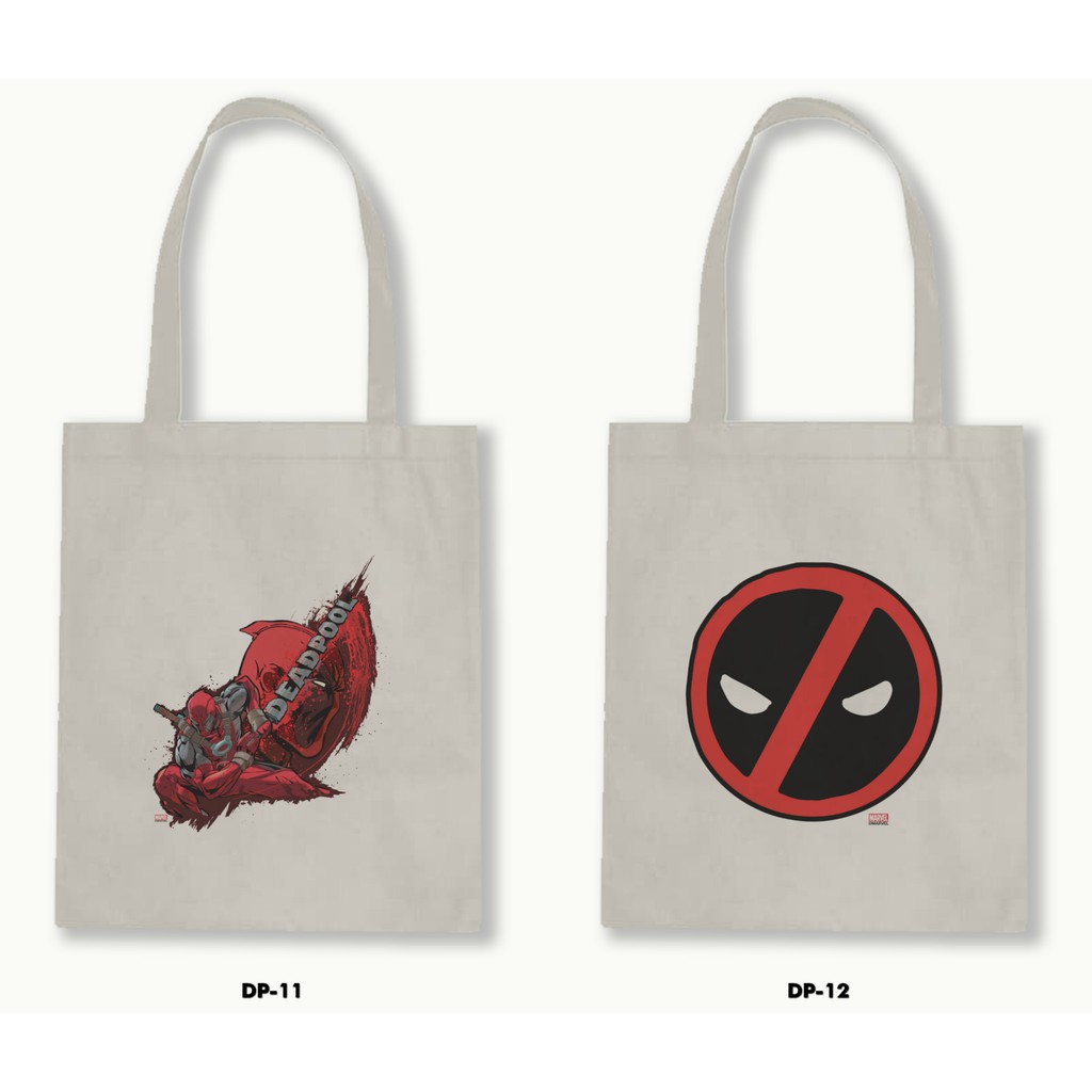 Tas Tote Bag Resleting Kanvas/Blacu  - Deadpool .01