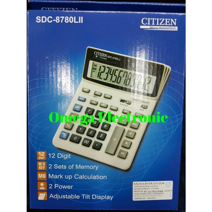

CODE431 ORIGINAL Citizen Calculator SDC-8780LII - Kalkulator SDC 8780 LII Meja