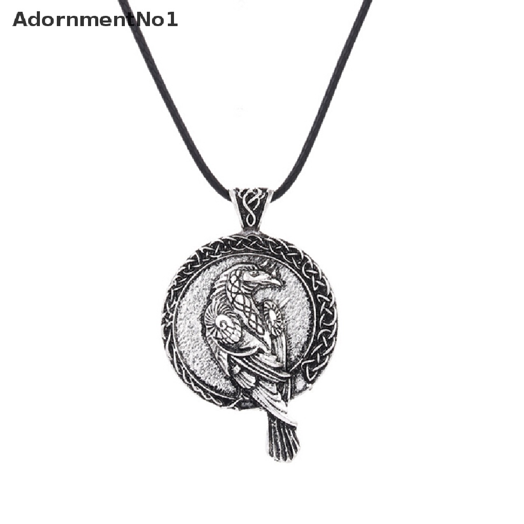 (AdornmentNo1) Kalung Rantai Dengan Liontin Burung Gagak Hitam Gaya Nordic Untuk Unisex / Pria / Wanita