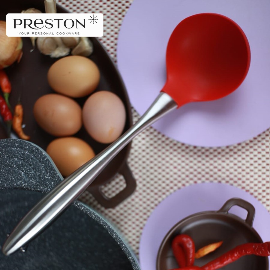 PRESTON COOKWARE LADLE - Soup Ladle Spatula MERAH - Sutil Masak Silikon Food Grade / Irus Soup Silikon