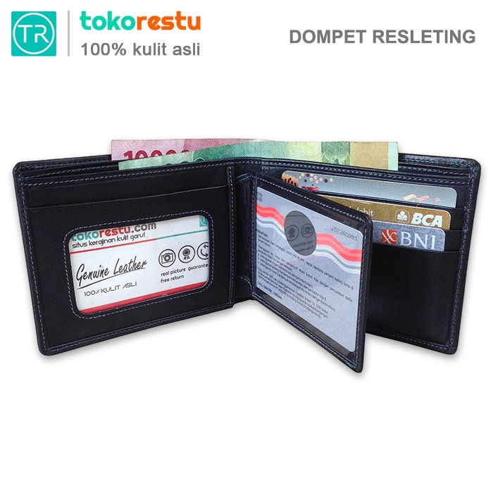 Dompet Kulit Pria Model Pendek Resleting 100% Kulit Sapi Asli Garut