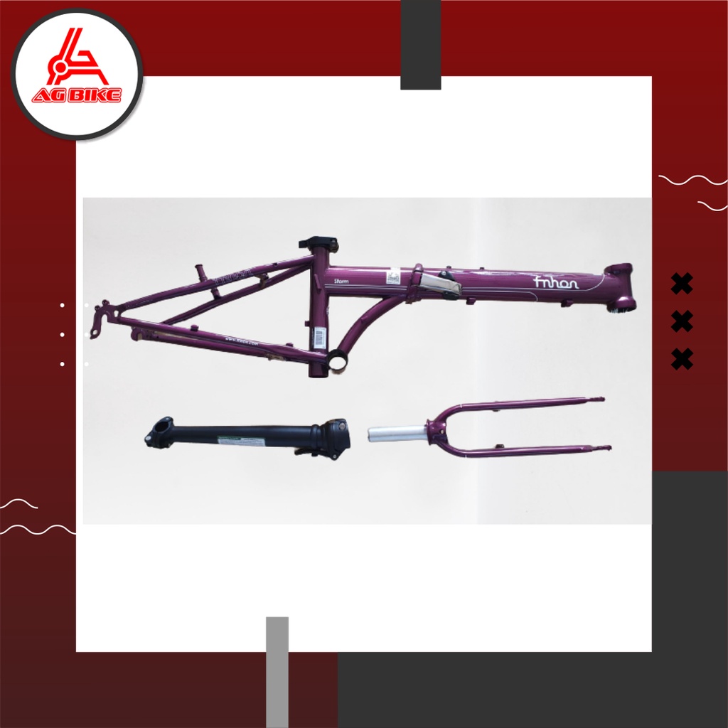 Frame Fork plus Handlepost Fnhon Storm V Brake 20 22 inch Warna UNGU Chromlly