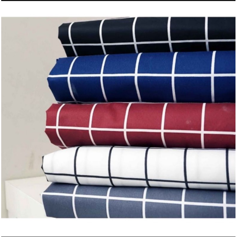 Kain meteran motif kotak- kotak bahan katun mixrotex
