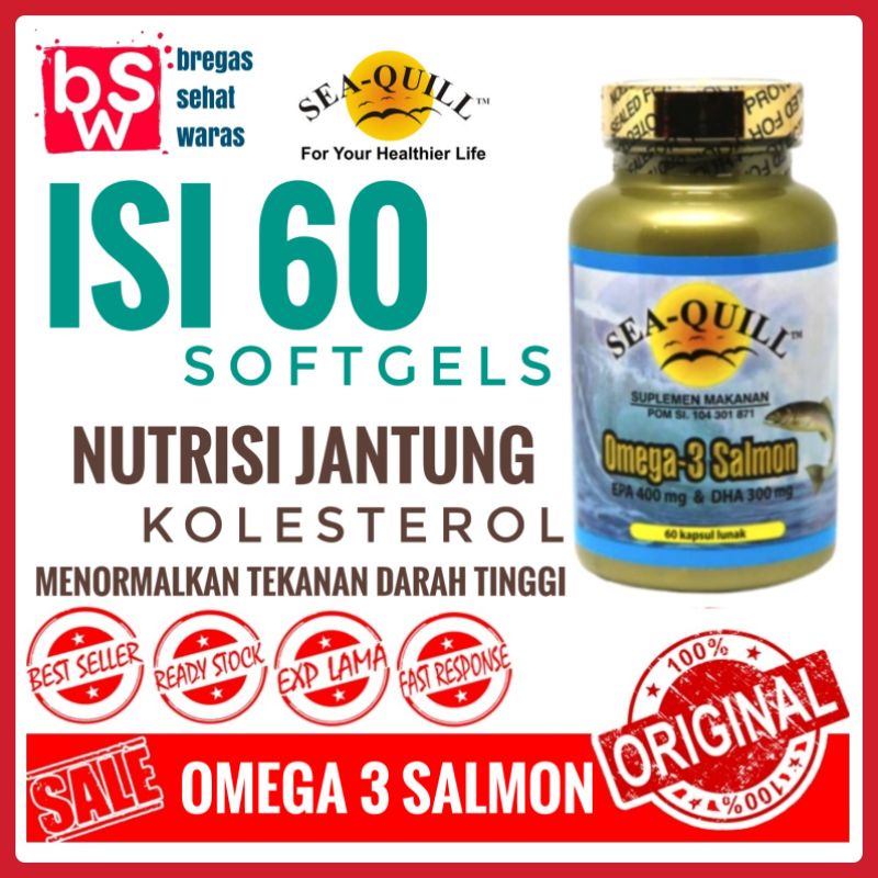 SEA QUILL OMEGA 3 SALMON ISI 60 - SEAQUILL FISH OIL OMEGA 3 6 9 - SEA-QUILL KOLESTEROL - JANTUNG MEN
