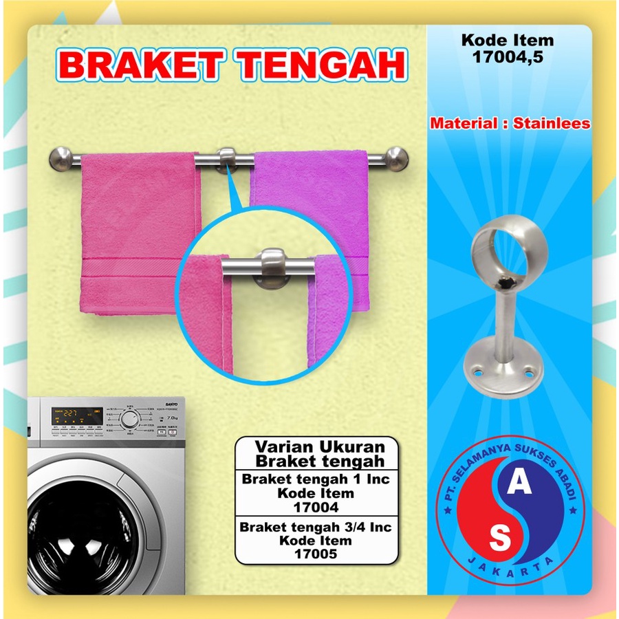 Braket Tengah Pipa Bulat 3/4 inch Bracket Tembus Tengah Pipa Bulat