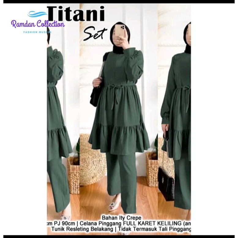 TITANI SET SETELAN BUSUI POLOS JUMBO DAN REMAJA LENGAN PANJANG HIJAB OOTD TERBARU ATASAN TUNIK CELANA PANJANG