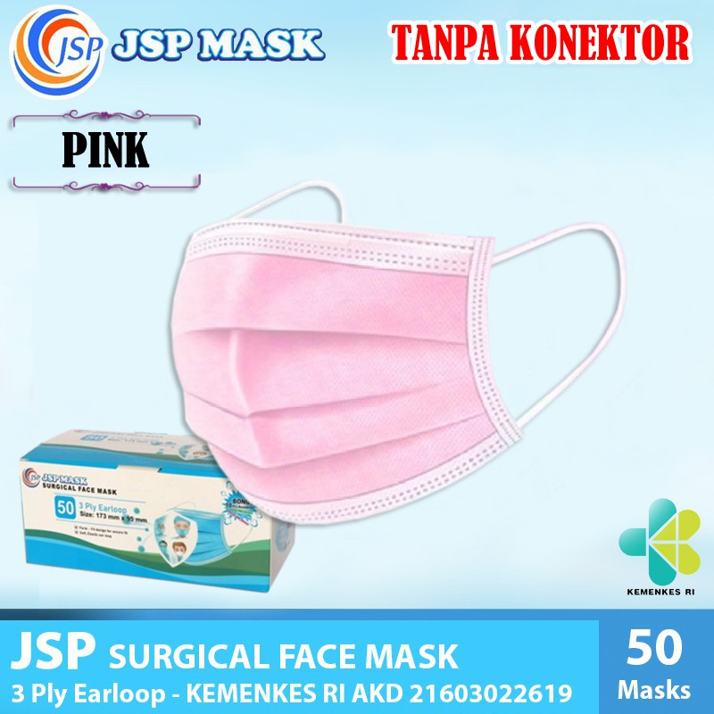 TERMURAH Masker Medis 3ply isi 50pcs JSP Mask Embossed Surgical Mask Earloop Disposable Mask