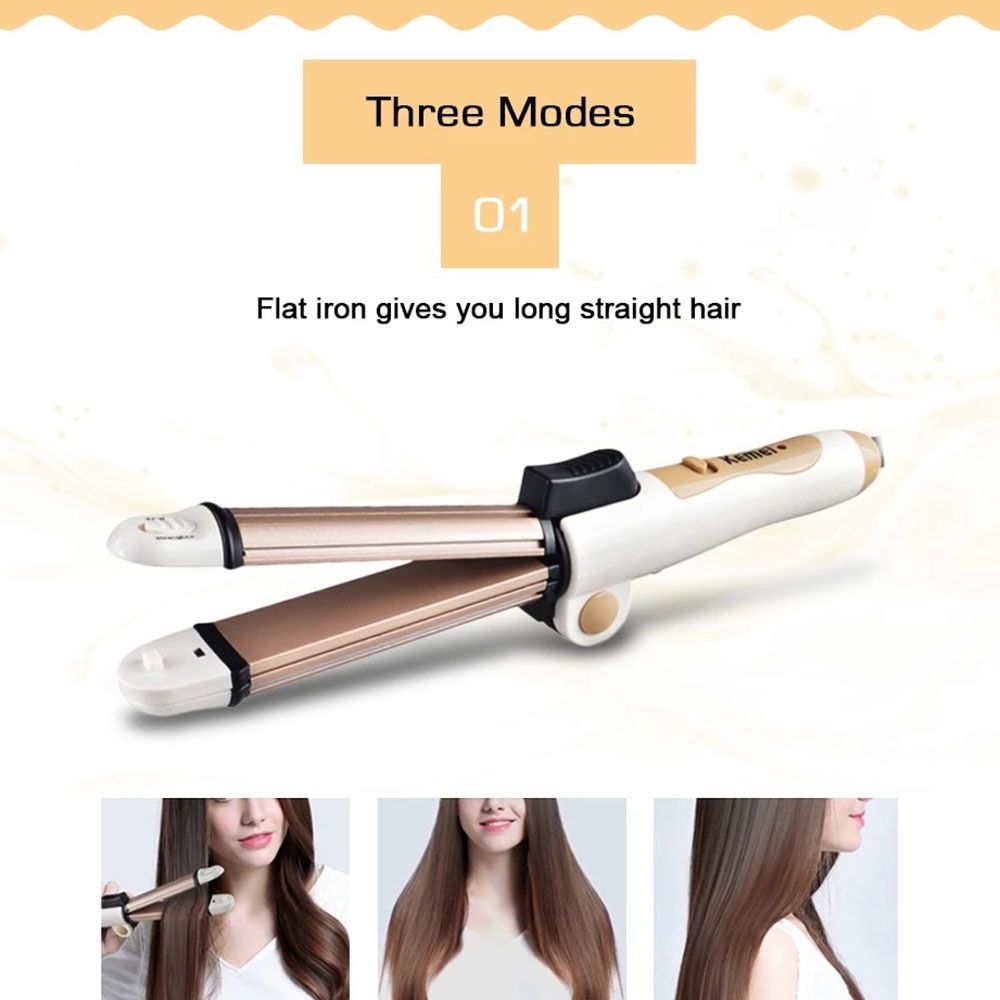 Kemei KM-8851 Multifunction 3in1 Catok Rambut Lipat Hair Iron