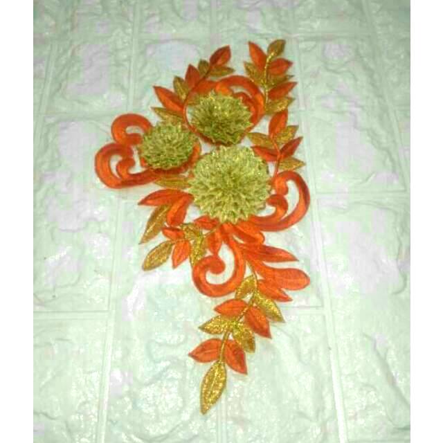 Renda bordir variasi bunga 3 emas