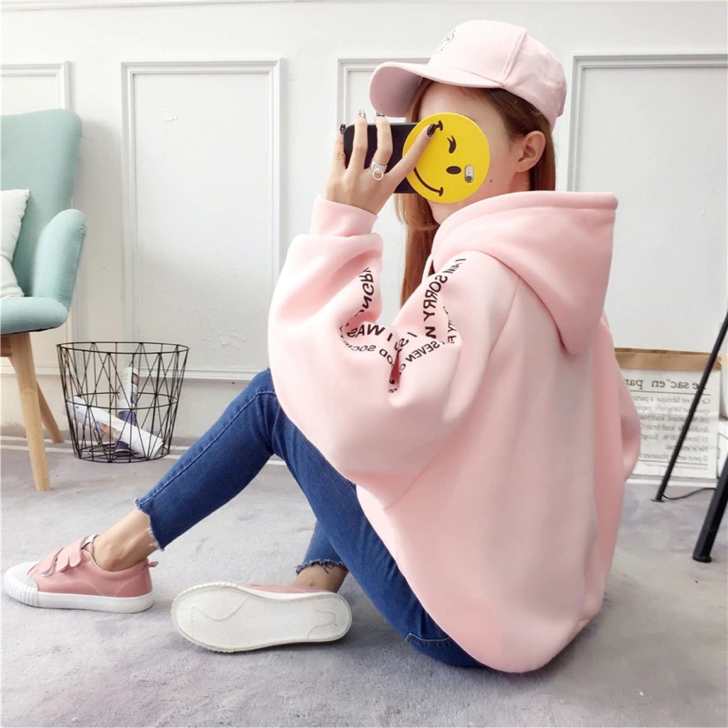 FenishaStore Sweater Hoodie Jumper Wanita I LOVE KM Bisa Bayar Ditempat COD