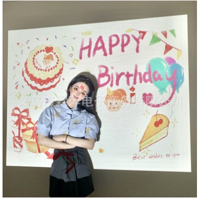 Happy Birthday Projector Party Lamp Cute Birthday Gift Idea HBD Photo Prop Decoration [Ready Stock]