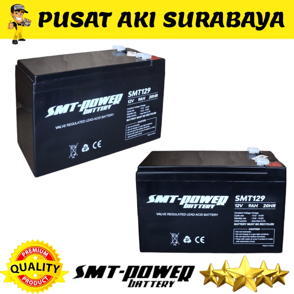 SMT POWER BATTERY 12 VOLT 9 AMPER BATERAI MOTOR MAINAN ANAK MOBIL MOBILAN AKI CHARGER ADAPTOR RC RIDE ON CAR PLIKO PMB UNIKID SCOOPY MICKEY VESPA ANAK