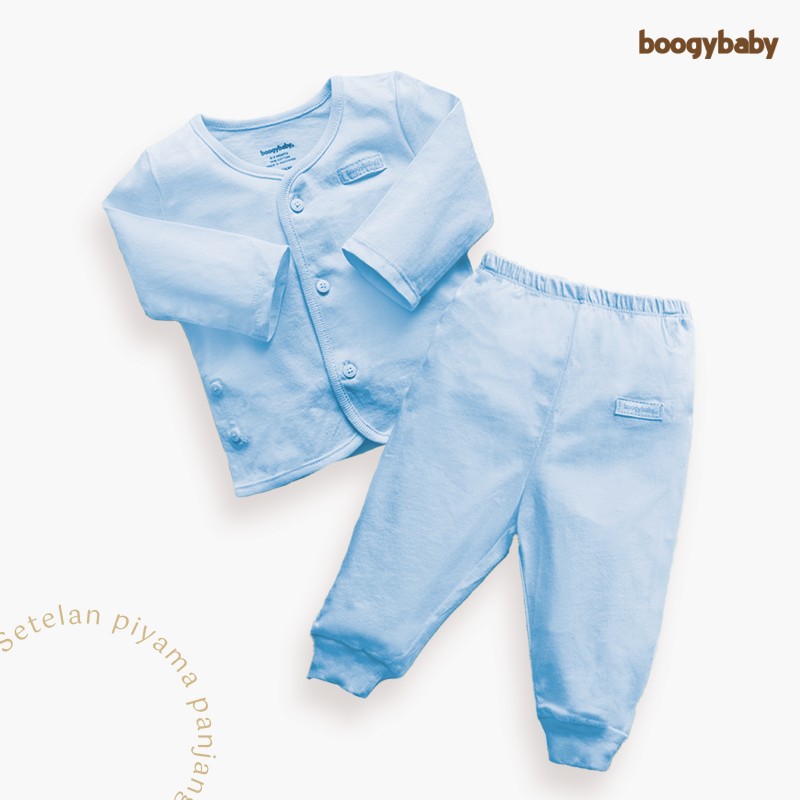 Makassar ! Setelan Panjang Bayi BOOGYBABY Color Basic Solid Compact 0-6 BLN ( 1 PSG )