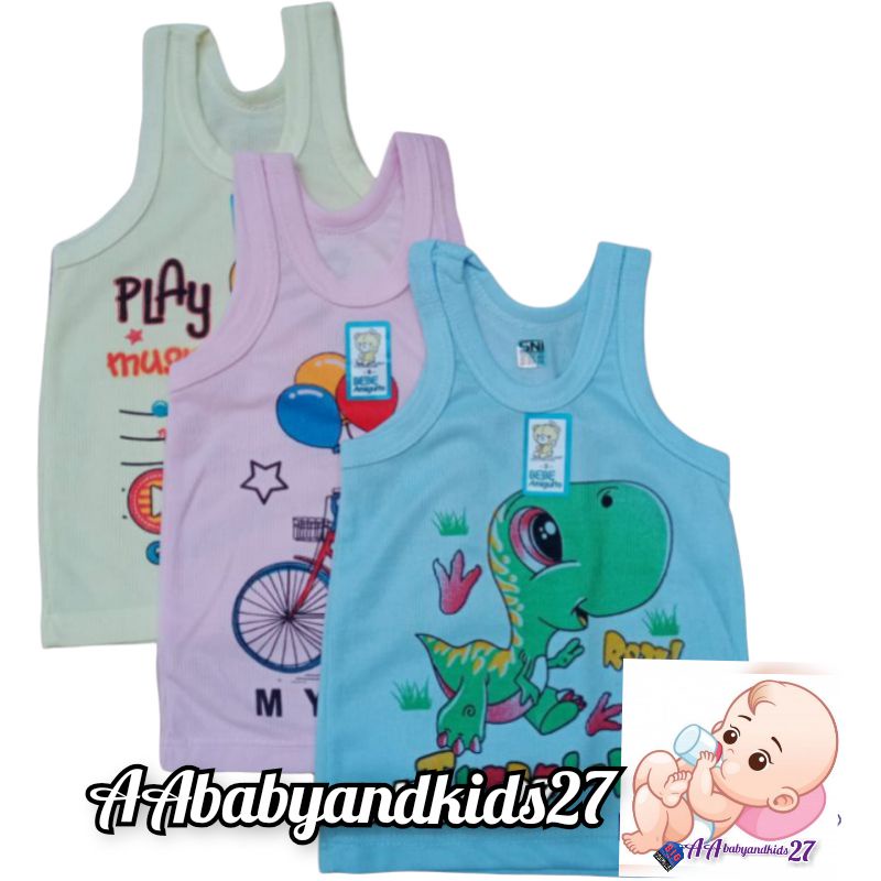 PRODUK TERBARU!!!BEBE 6PC Singlet Bayi Bergambar Untuk Harian Bahan Standard PE Ukuran S M L XL 3L SNI