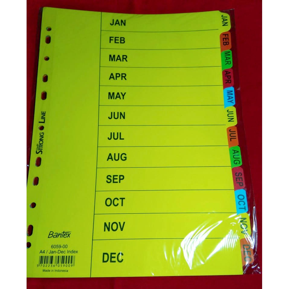 

Bantex 6059-00 Carton Index A4 Jan-Dec ( 1 Set - 12 Lembar )
