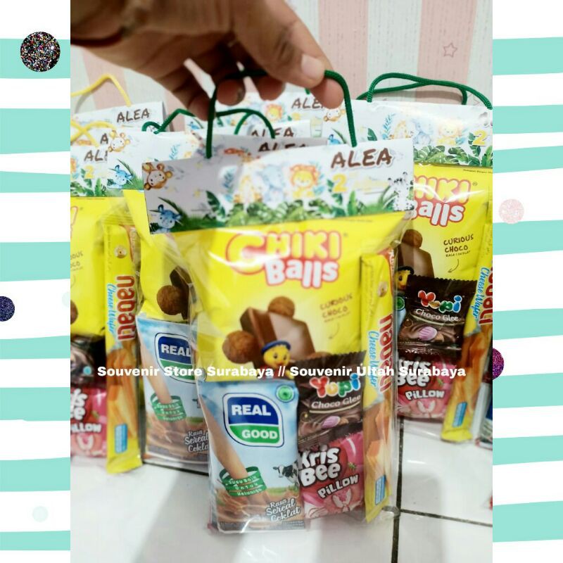 Snack ultah kemas hangtag / snack ultah murah kemas hangtag / snack murah / bingkisan ultah murah