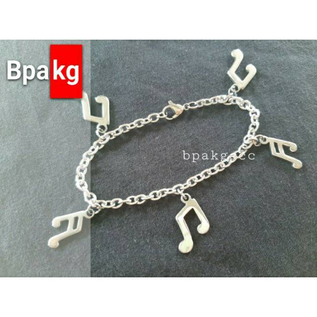 Gelang nada musik silver # Gelang titanium besi putih asli anti karat silver murah wanita cantik cod
